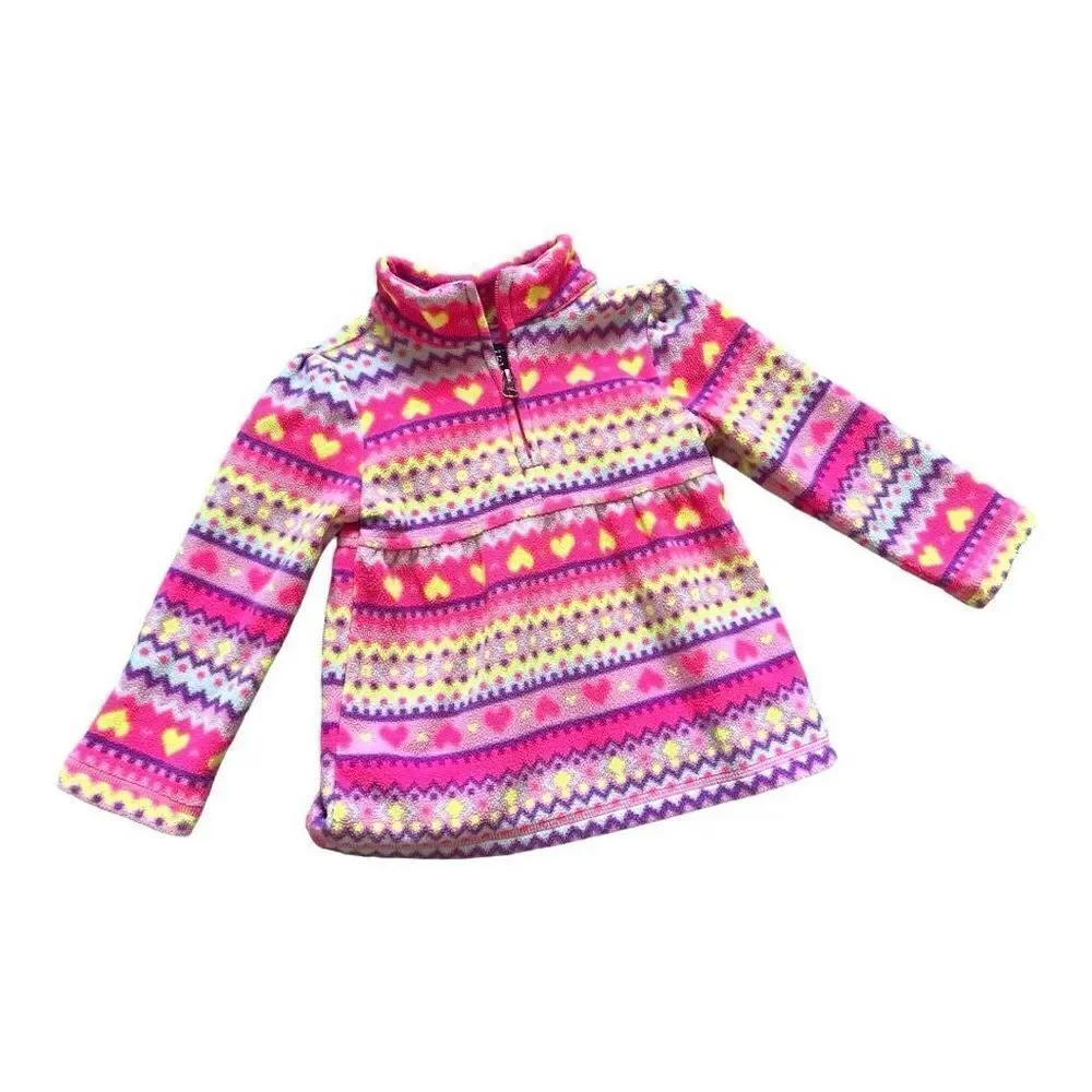 Toddler Girls The Childrens Place Heart Warm Cozy 1/4 Zip Pullover - Sz 2T
